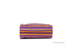 Marc Jacobs The Striped Traveler Tote Medium Purple Cotton Canvas Handbag Purse